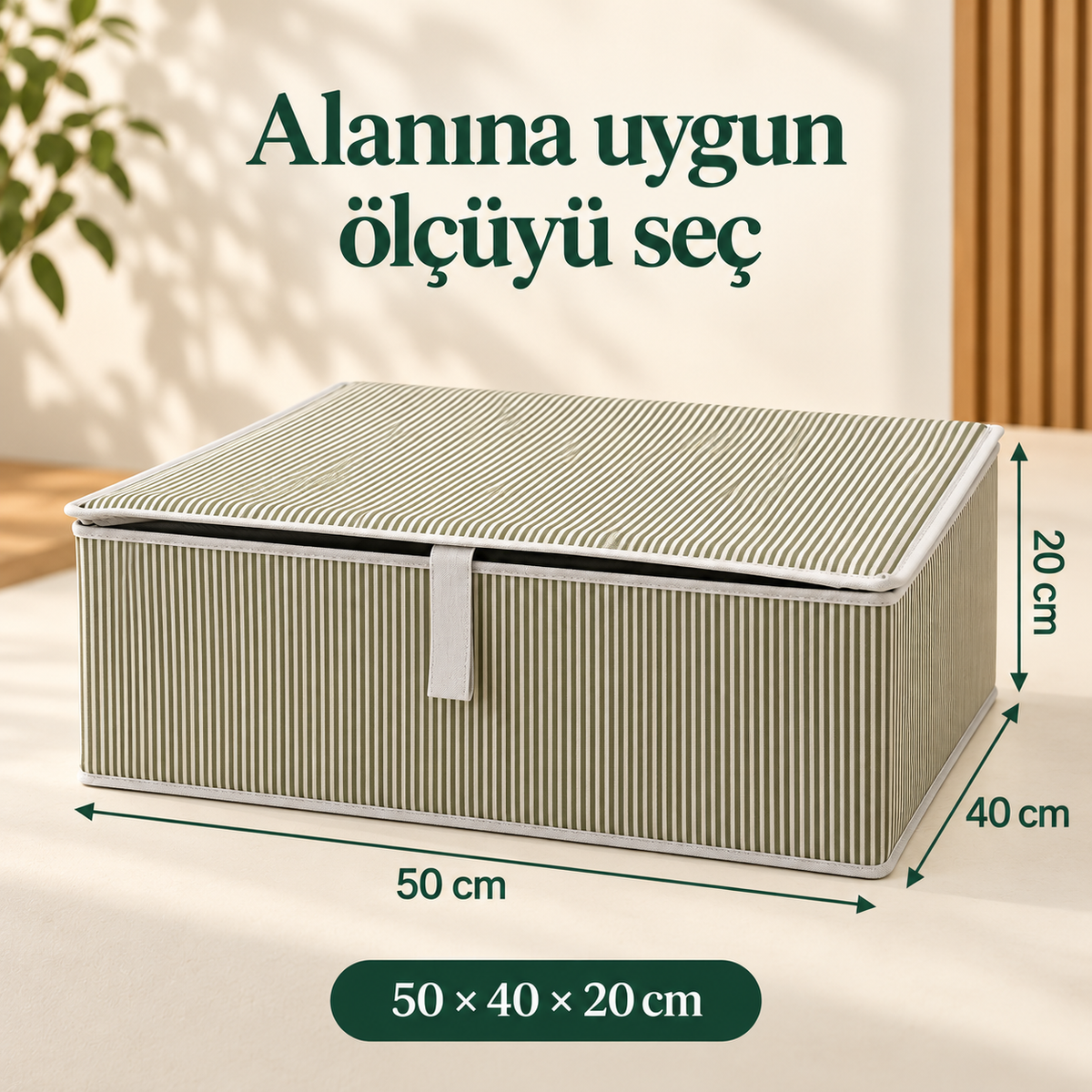 50 × 40 × 20 cm kapaklı çizgili kutu hurç